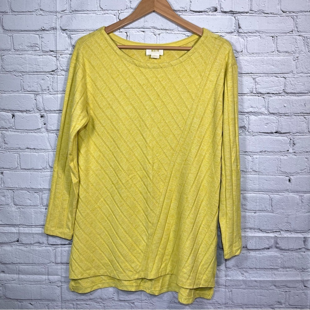Anthropologie MAEVE Devine Yellow Tunic Top Womens Size Medium Ribbed